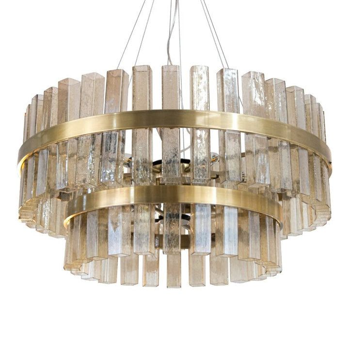 Abby Large Luxury Glass & Brass Tiered Chandelier Lighting 