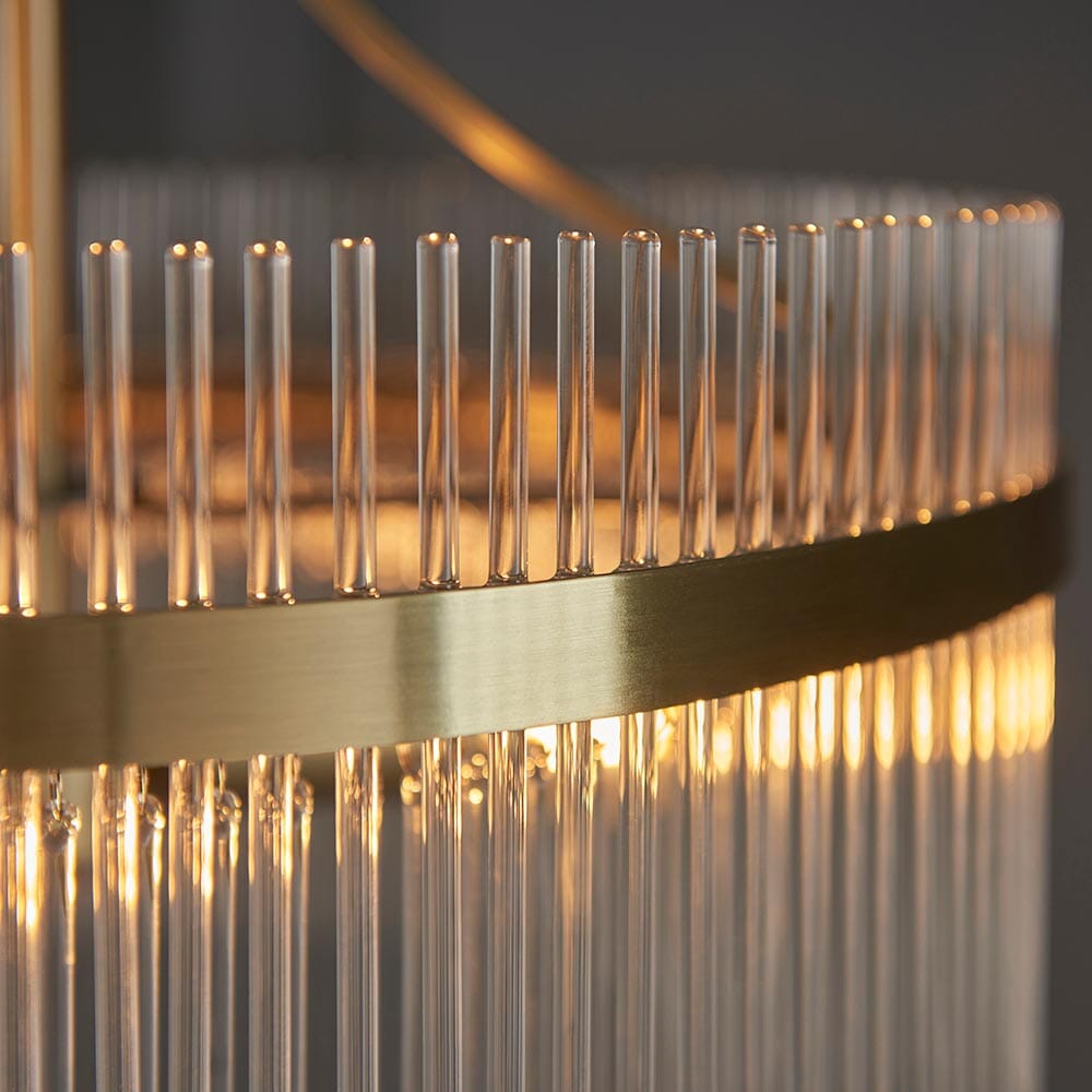 Abella 3 Light Gold & Glass Pendant Ceiling Light Lighting 