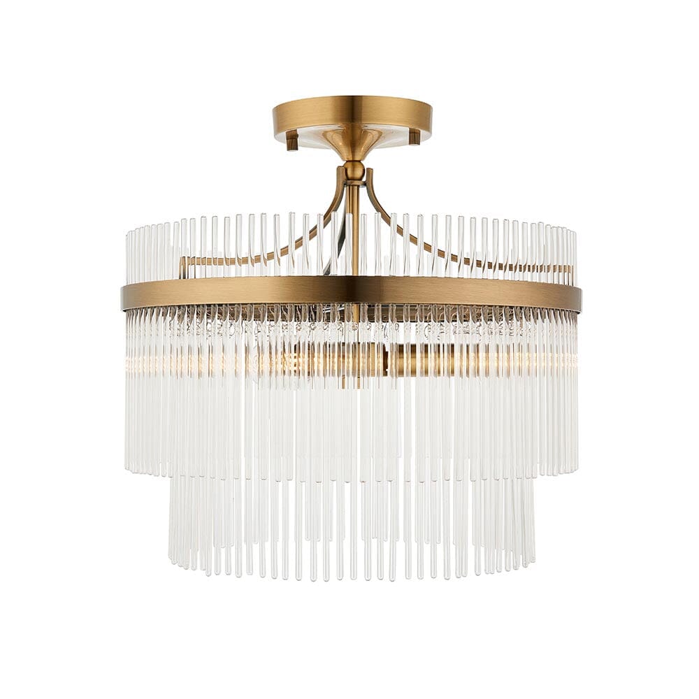 Abella Light Gold 3 Light Semi Flush Pendant Ceiling Light Lighting 