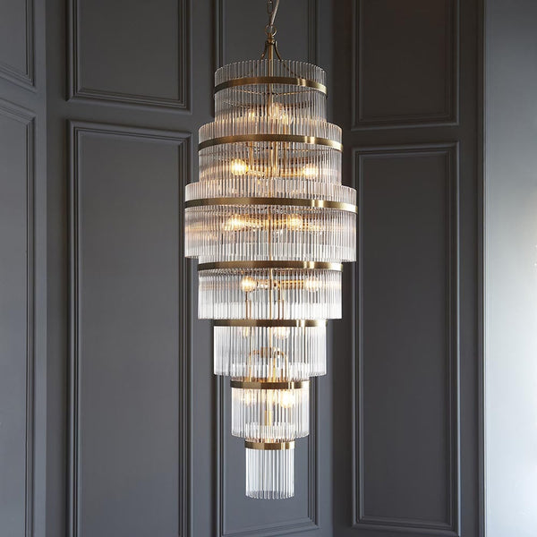 Abella XL Light Gold 21 Light Tiered Pendant Ceiling Light Lighting 