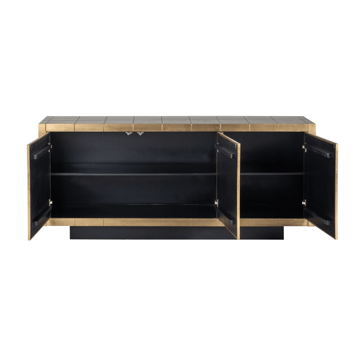 Abitha Luxury Brushed Gold 3 Door Sideboard Furniture 