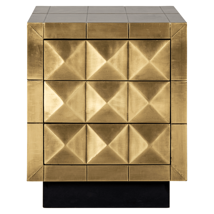 Abitha Luxury Brushed Gold 3 Drawer Bedside Table Furniture 