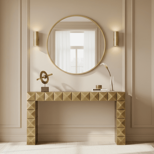 Abitha Luxury Brushed Gold Console Table Furniture 