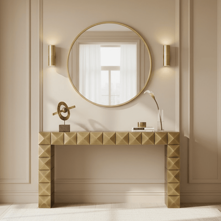 Abitha Luxury Brushed Gold Console Table Furniture 