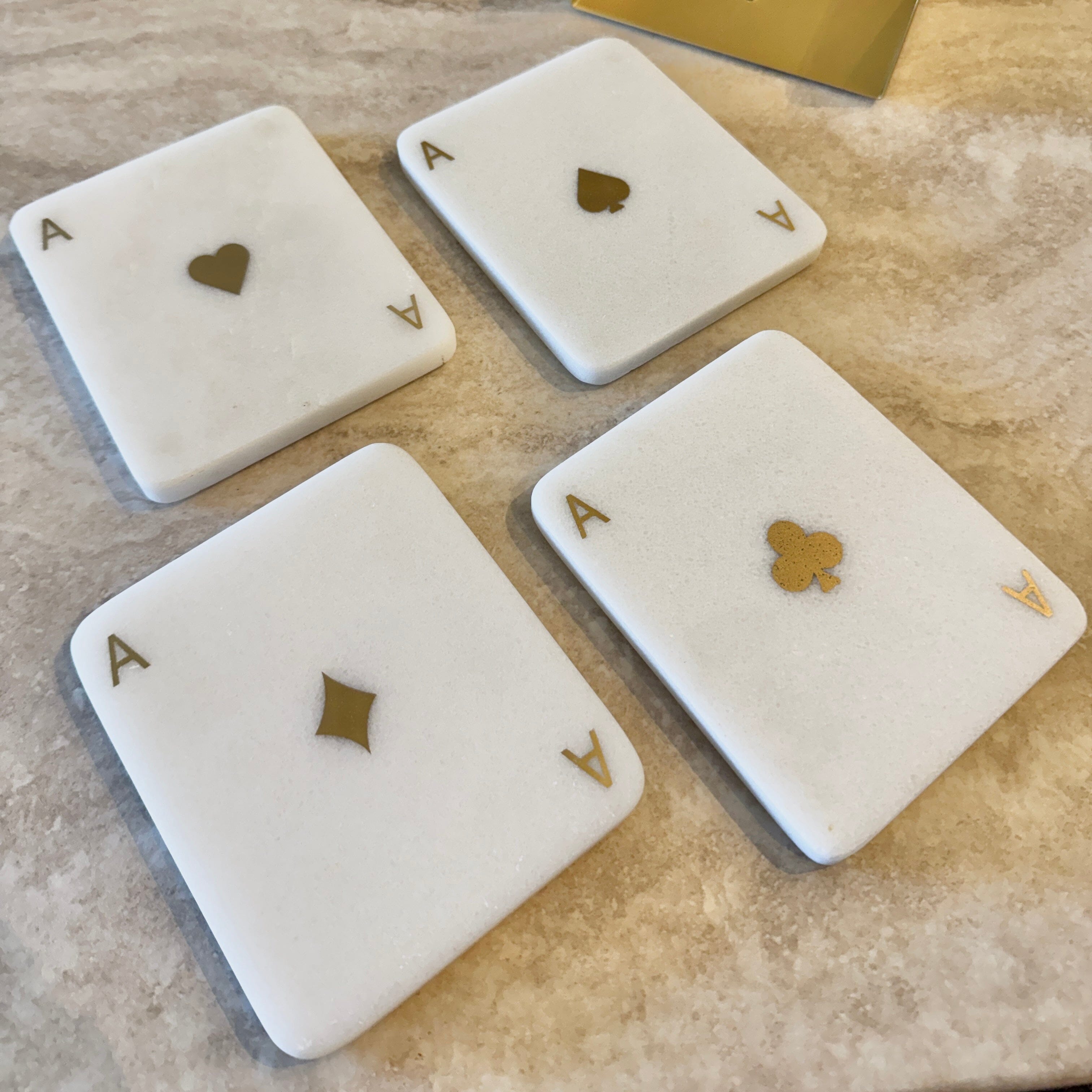 Ace Marble & Gold Coasters - Set of 4 Accessories 