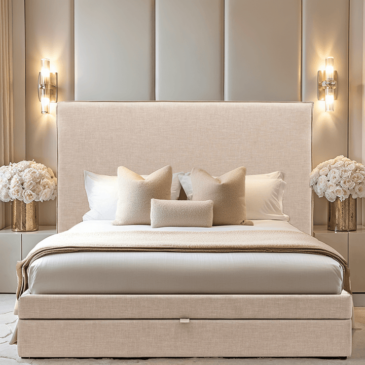 Adaline Neutral Upholstered Storage Bed Beds and Headboards 