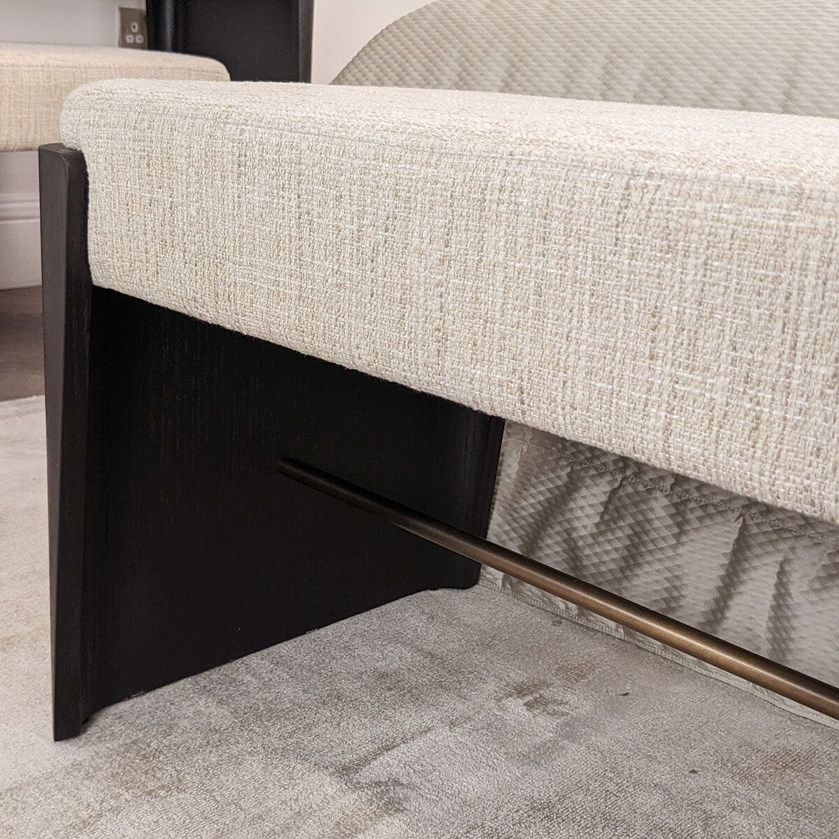 Adalynn Natural Textured Fabric Bench with Wooden Legs – Rowen Homes