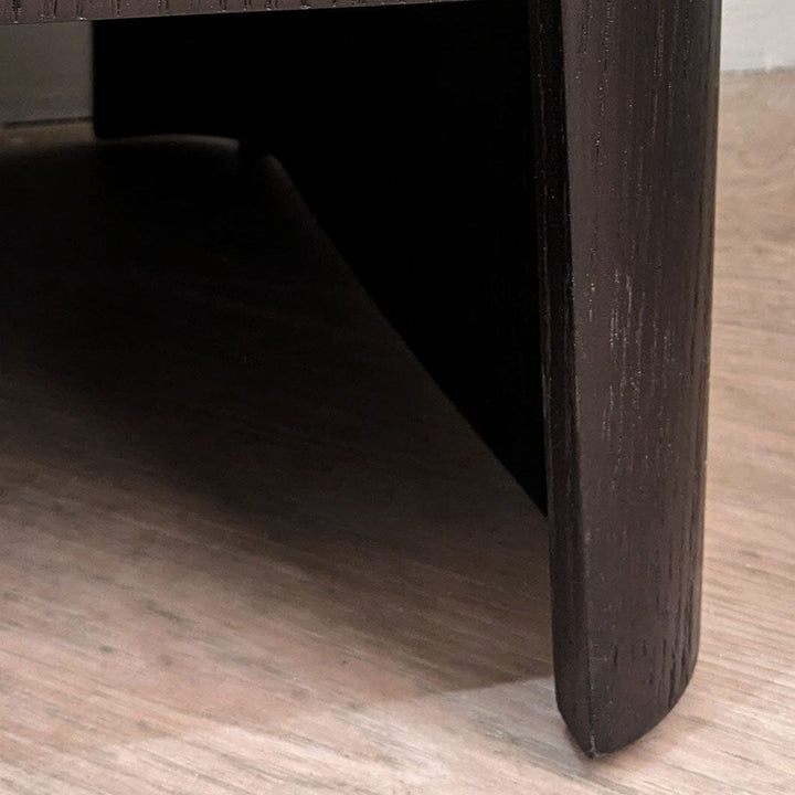 Adalynn Natural Textured Fabric Stool with Black Wooden Legs Furniture 