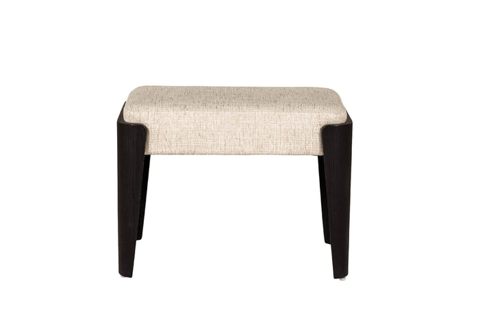 Adalynn Natural Textured Fabric Stool with Black Wooden Legs Furniture 