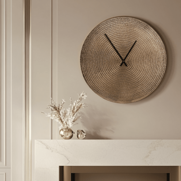 Adelaide Large Textured Champagne Gold Wall Clock Accessories 