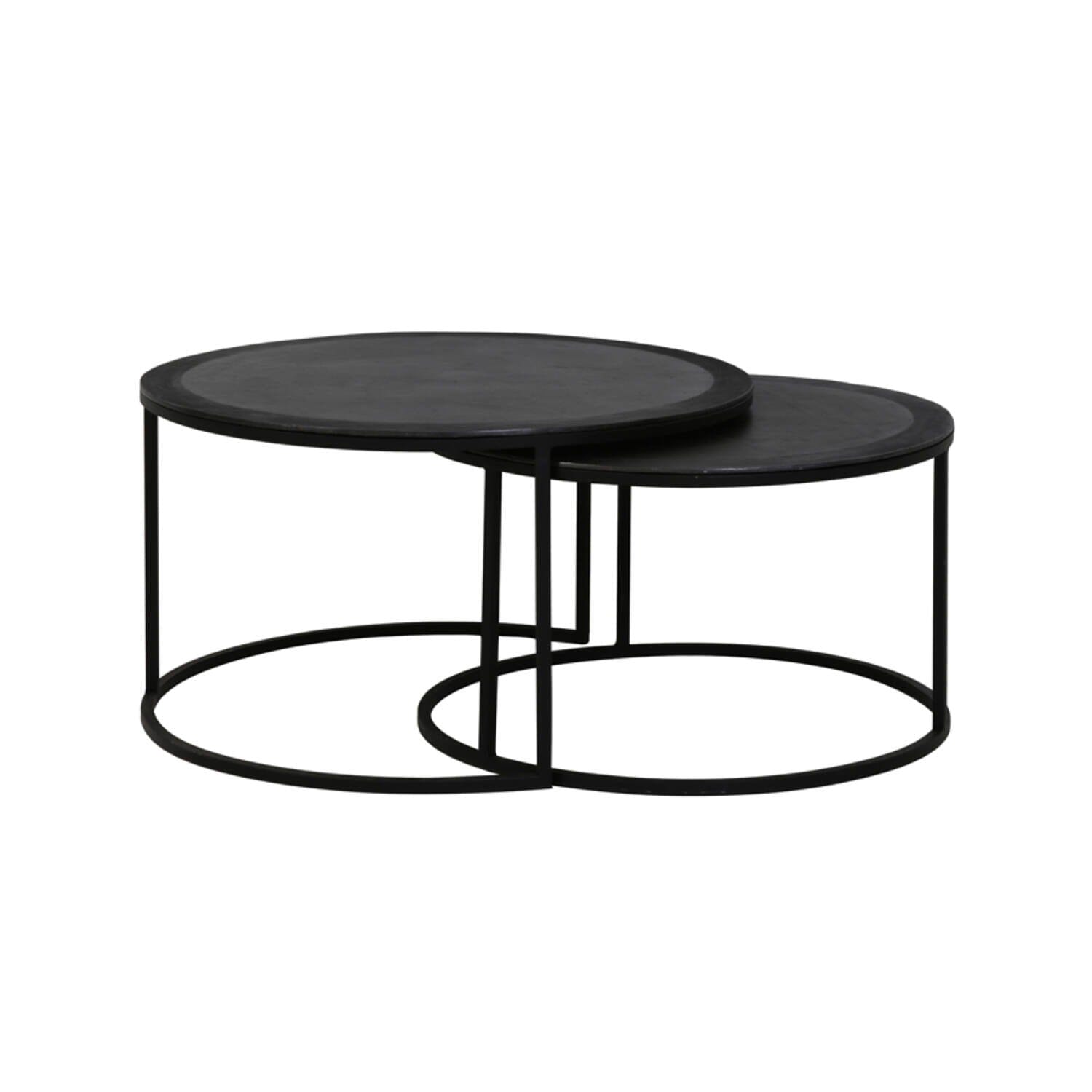 Adele Black Round Nested Metal Coffee Tables - Set of 2 Furniture 