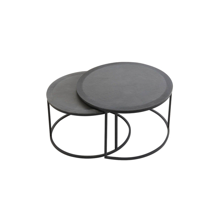 Adele Black Round Nested Metal Coffee Tables - Set of 2 Furniture 