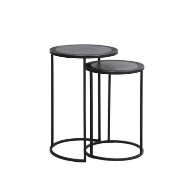 Adele Black Tall Round Nested Metal Side Tables - Set of 2 Furniture 