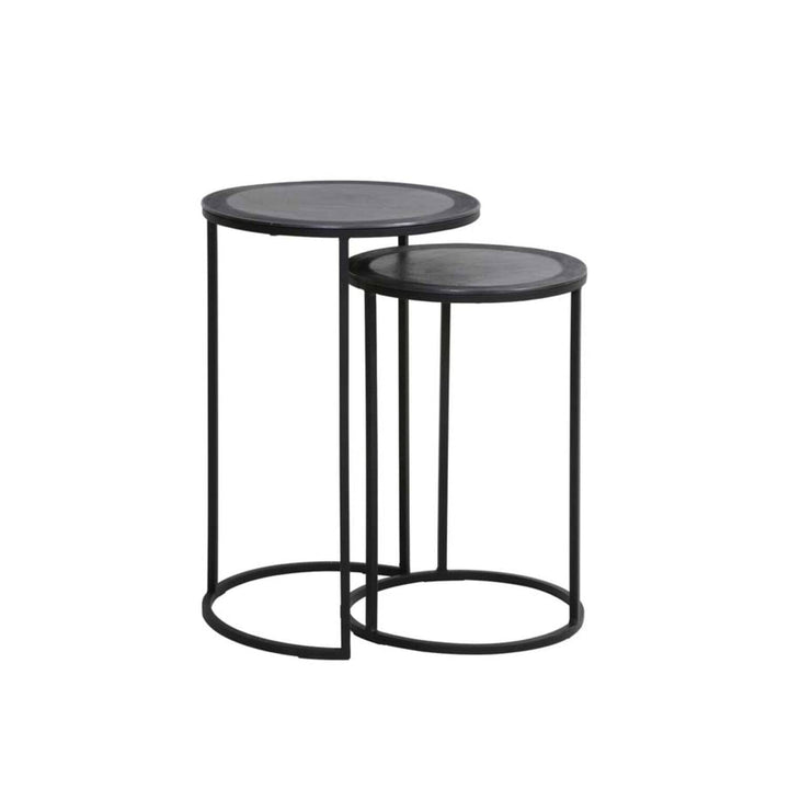 Adele Black Tall Round Nested Metal Side Tables - Set of 2 Furniture 