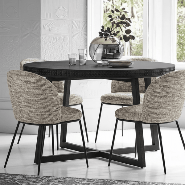 Adelyn Round Black Wooden Dining Table Furniture 