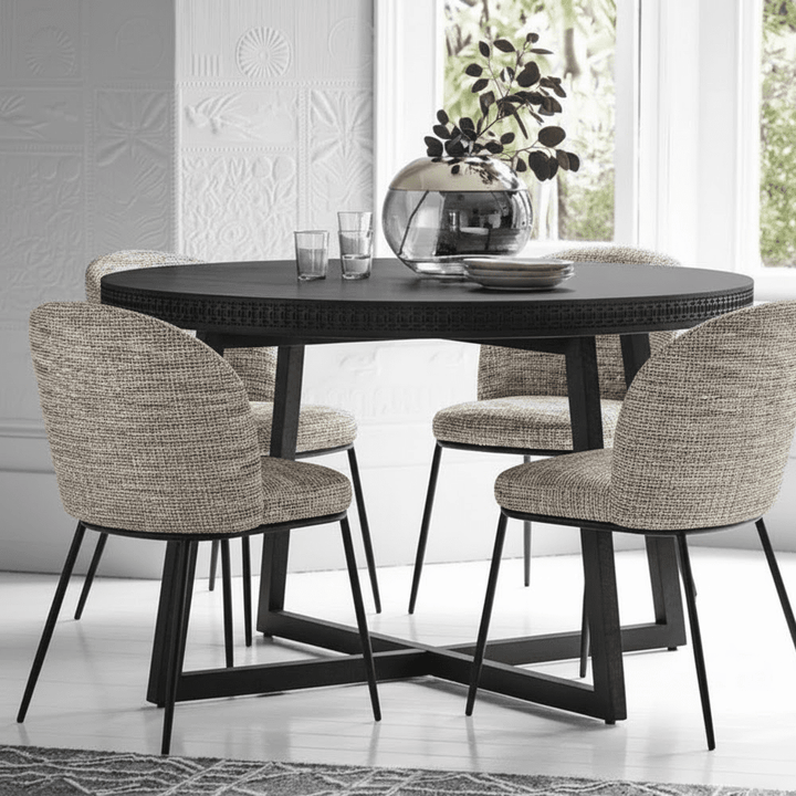 Adelyn Round Black Wooden Dining Table Furniture 