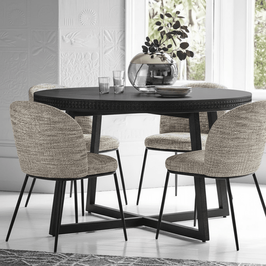 Adelyn Round Black Wooden Dining Table Furniture 