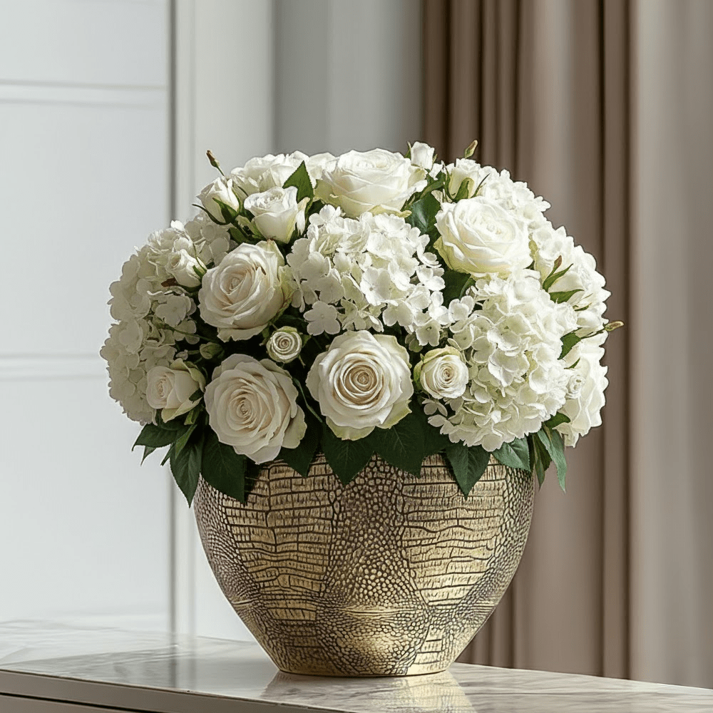 Adeta Crocodile Print Gold Statement Vase Accessories 