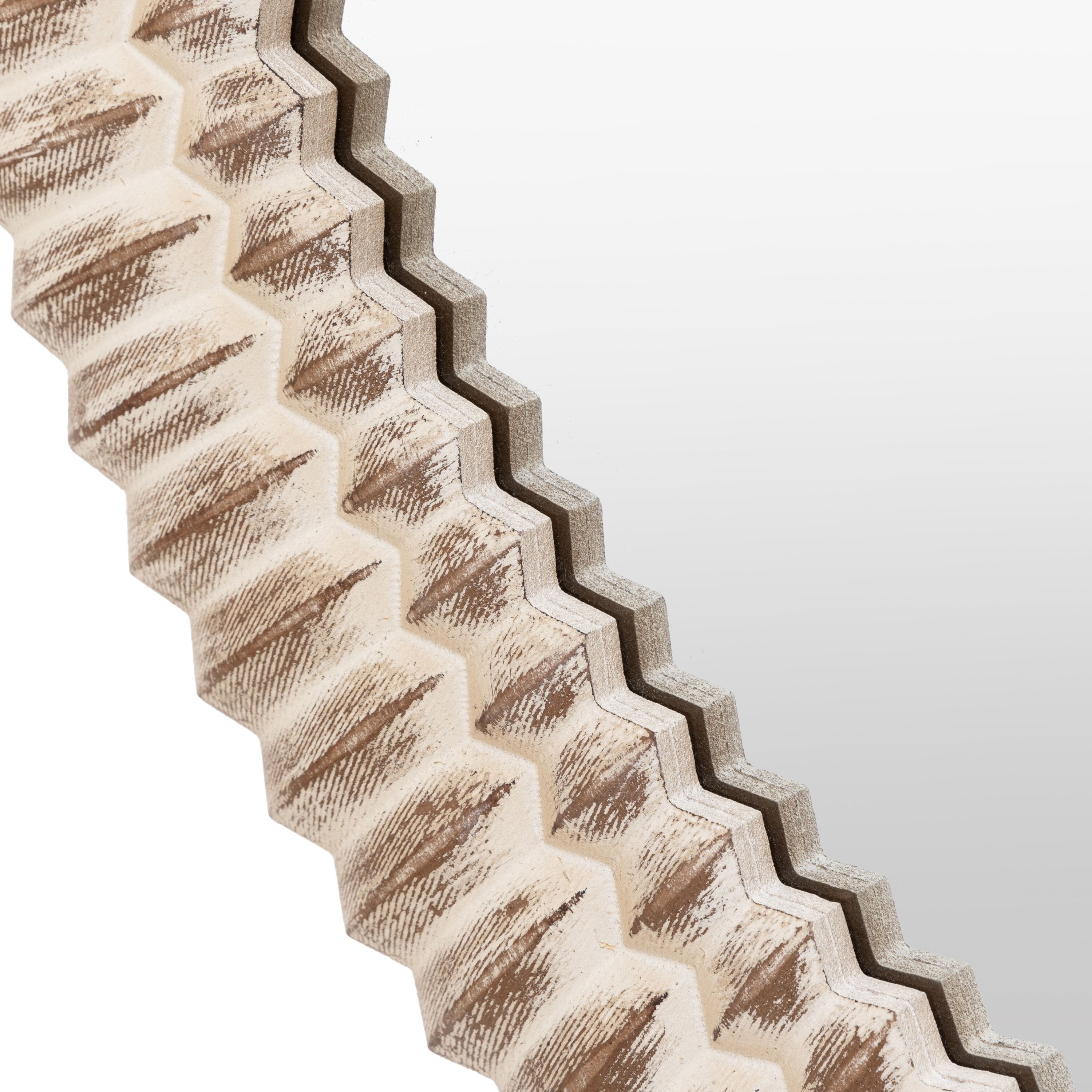 Agara Round White Wash Distressed Textured Mirror Accessories 