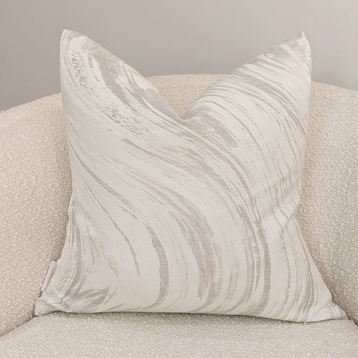 Agata Ivory Marble Effect Cushion - 50x50cm Textiles 