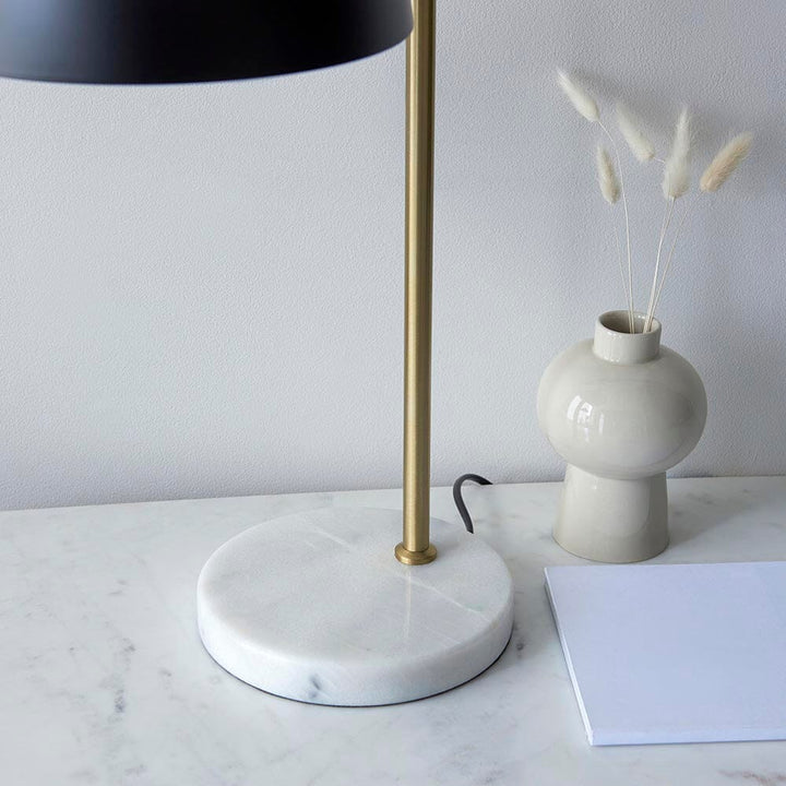 Aimee Black & Gold Task Table Lamp with Marble Base Lighting 