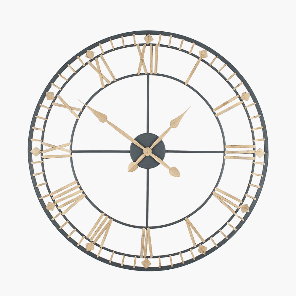 Aimee Large Antique Bronze & Gold Metal Round Wall Clock Accessories 