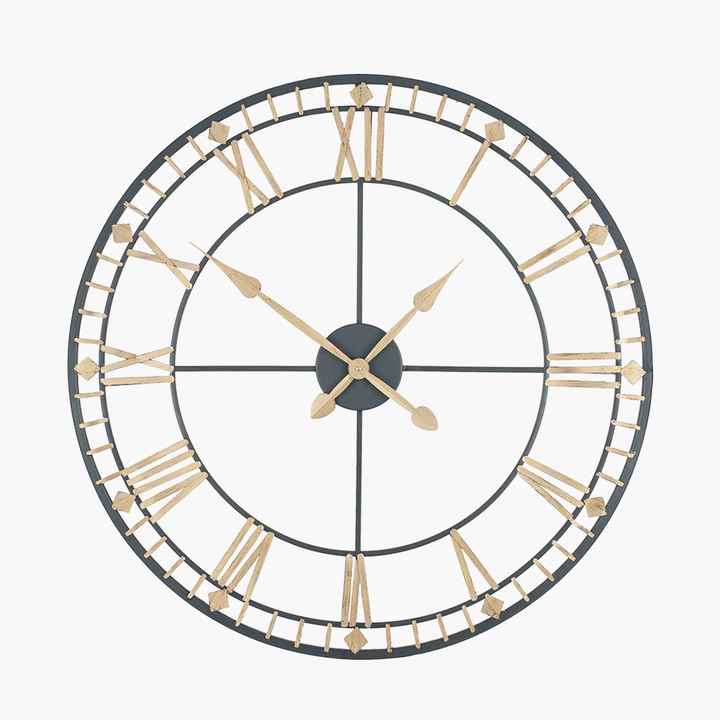 Aimee Large Antique Bronze & Gold Metal Round Wall Clock Accessories 
