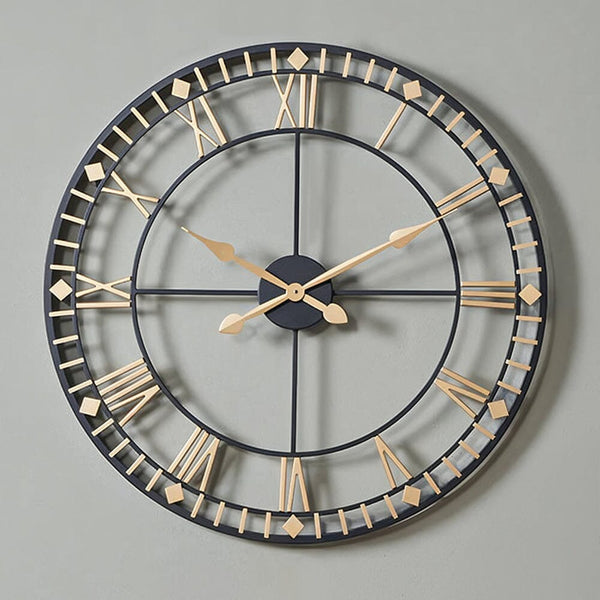 Aimee Large Antique Bronze & Gold Metal Round Wall Clock Accessories 