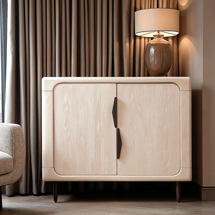 Aisling Light Oak 2 Door Sideboard with Black Handles Furniture 
