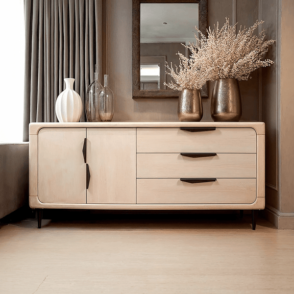 Aisling Light Oak Sideboard with Black Handles Furniture 