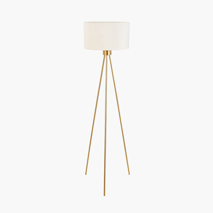 Akira Gold Tripod Floor Lamp with Ivory Shade Lighting 