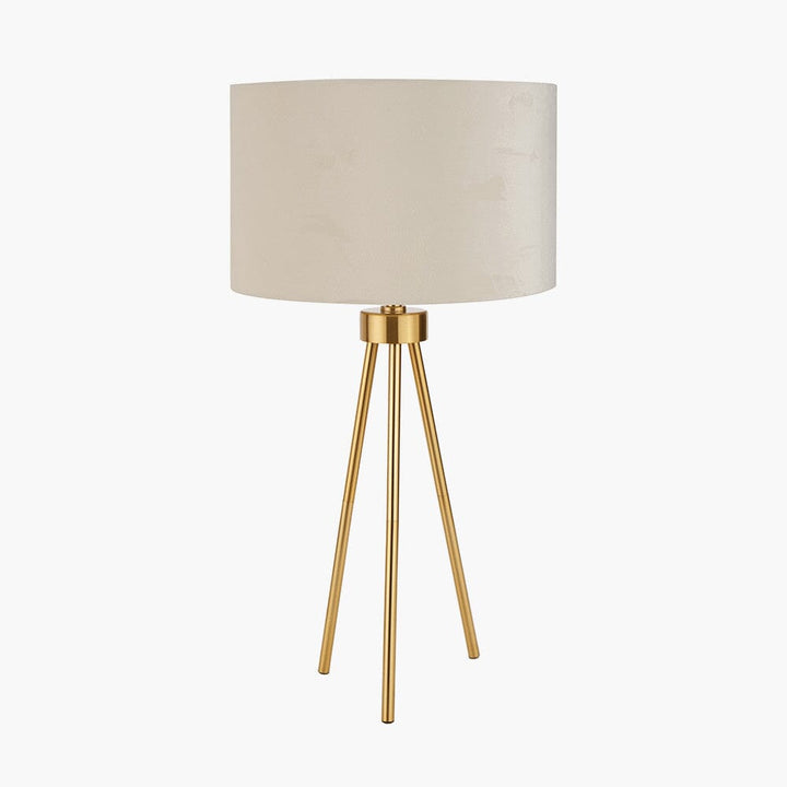 Akira Gold Tripod Table Lamp with Ivory Shade Lighting 