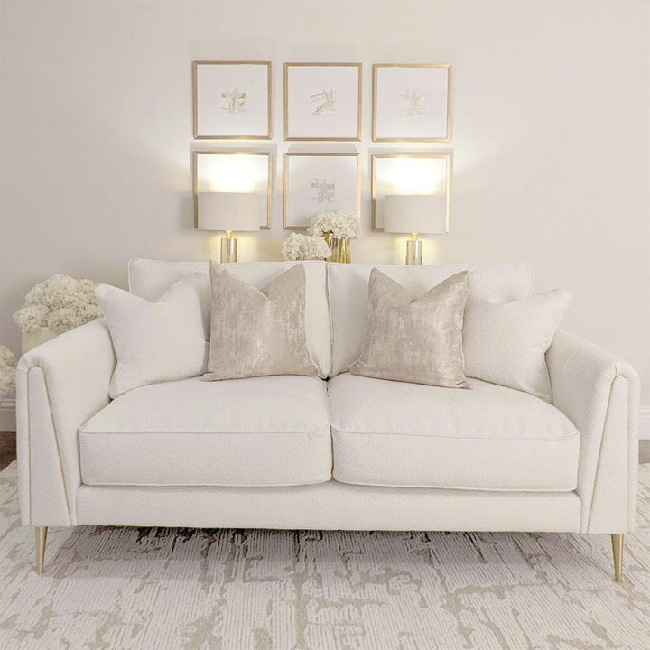 Alaina Cloud Bouclé 3 Seater Sofa with Gold Legs Sofa 