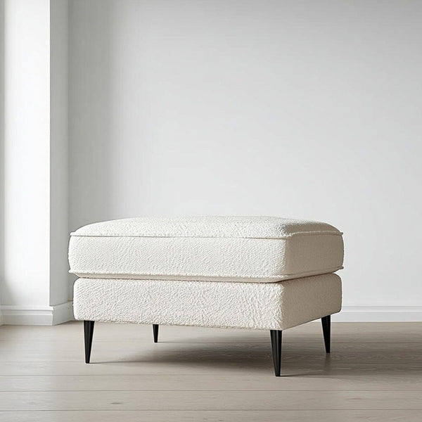 Alaina Cloud Bouclé Footstool with Black Legs Sofa 