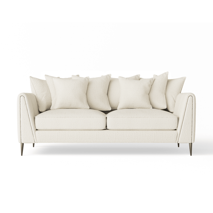 Alaina Cloud Bouclé Scatter Back 3 Seater Sofa with Black Legs Sofa 