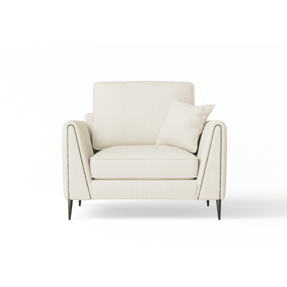 Alaina Cloud Bouclé Sofa Range with Black Legs Sofa 