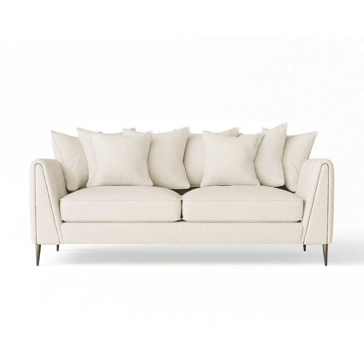 Alaina Cloud Bouclé Sofa Range with Black Legs Sofa Pillow Back 2 Seater Sofa 