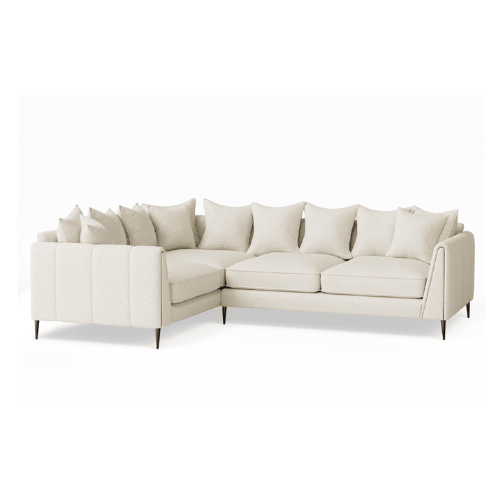 Alaina Cloud Bouclé Sofa Range with Black Legs Sofa Pillow Back Corner Sofa - Left Hand Facing 