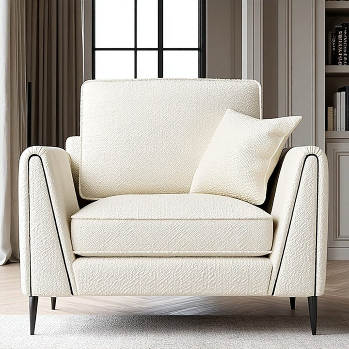 Alaina Cloud Bouclé Sofa Range with Black Legs Sofa Standard Armchair 