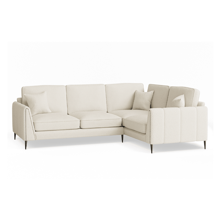 Alaina Cloud Bouclé Sofa Range with Black Legs Sofa Standard Corner Sofa - Right Hand Facing 