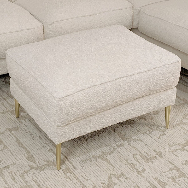 Alaina Cloud Bouclé Sofa Range with Gold Legs - Footstool Sofa 