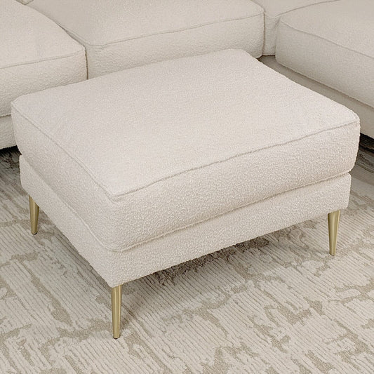 Alaina Cloud Bouclé Sofa Range with Gold Legs - Footstool Sofa 