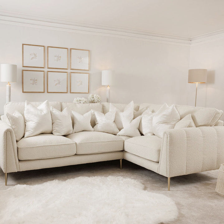 Alaina Cloud Bouclé Sofa Range with Gold Legs MTO Sofa 