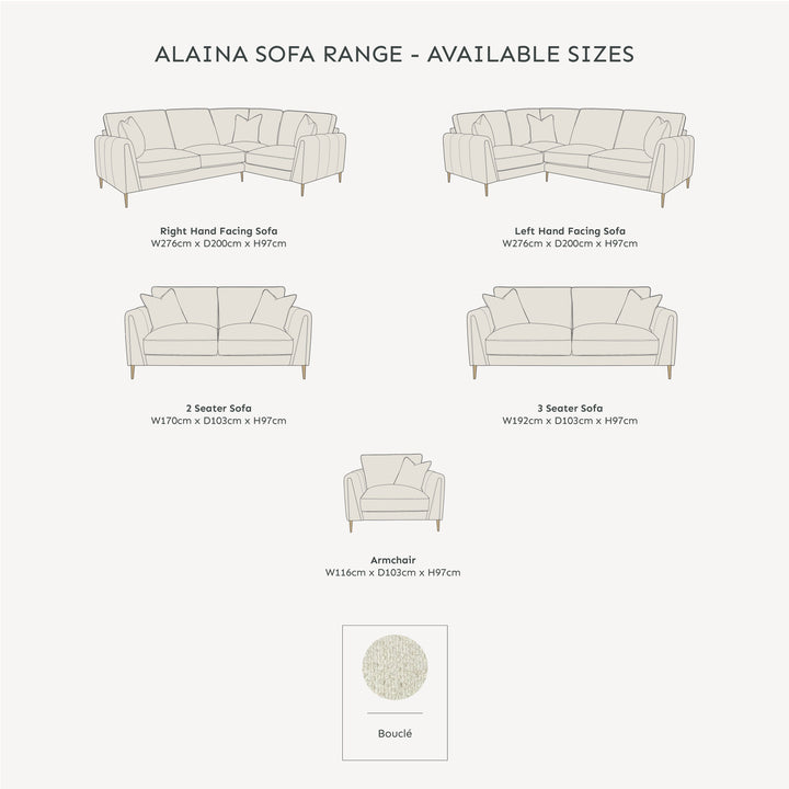 Alaina Cloud Bouclé Sofa Range with Gold Legs MTO Sofa 