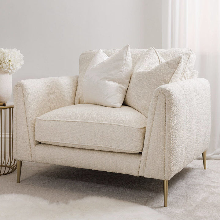 Alaina Cloud Bouclé Sofa Range with Gold Legs MTO Sofa 