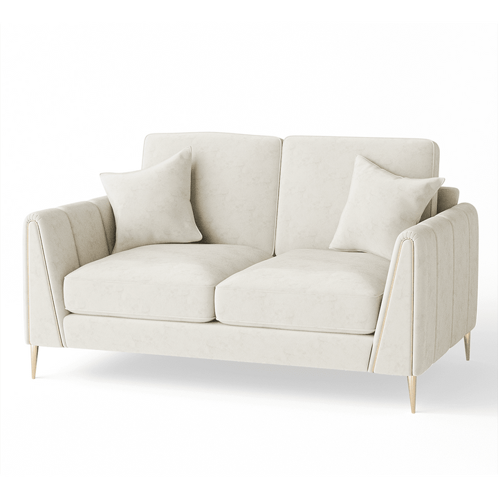 Alaina Cream Velvet 2 Seater Sofa with Gold Legs Sofa 