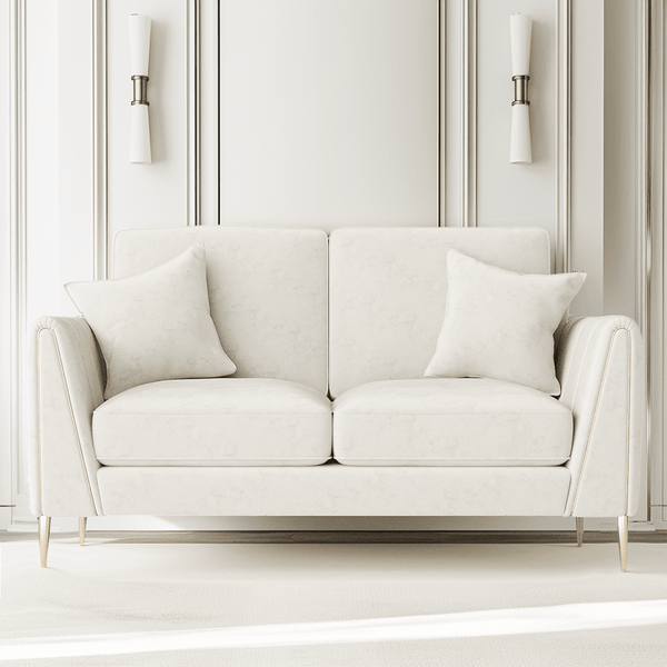 Alaina Cream Velvet 2 Seater Sofa with Gold Legs Sofa 