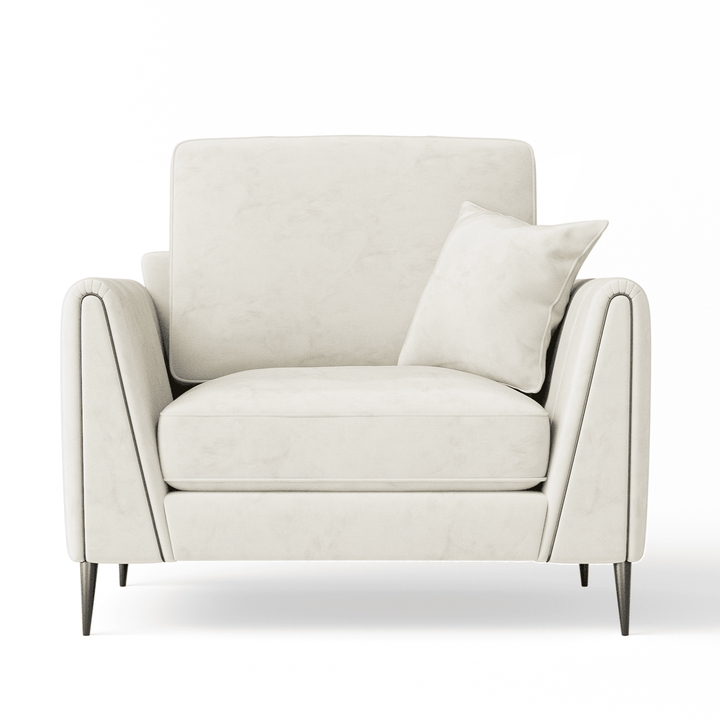 Alaina Cream Velvet Armchair with Black Legs Sofa 