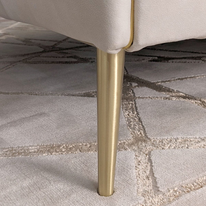 Alaina Cream Velvet Armchair with Gold Legs Sofa 