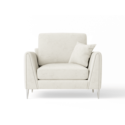 Alaina Cream Velvet Armchair with Silver Legs Sofa 